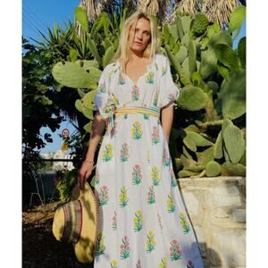 Pink City Prints Acid Bouquet Positano Block Peasant Midi Maxi Dress Tuckernuck